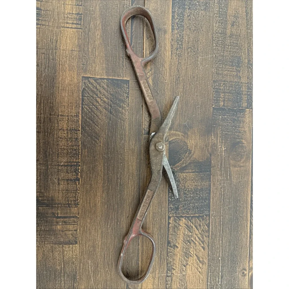 Vintage Metal Heavy Duty Forged Steel Sheet Cutting Scissors USA 10